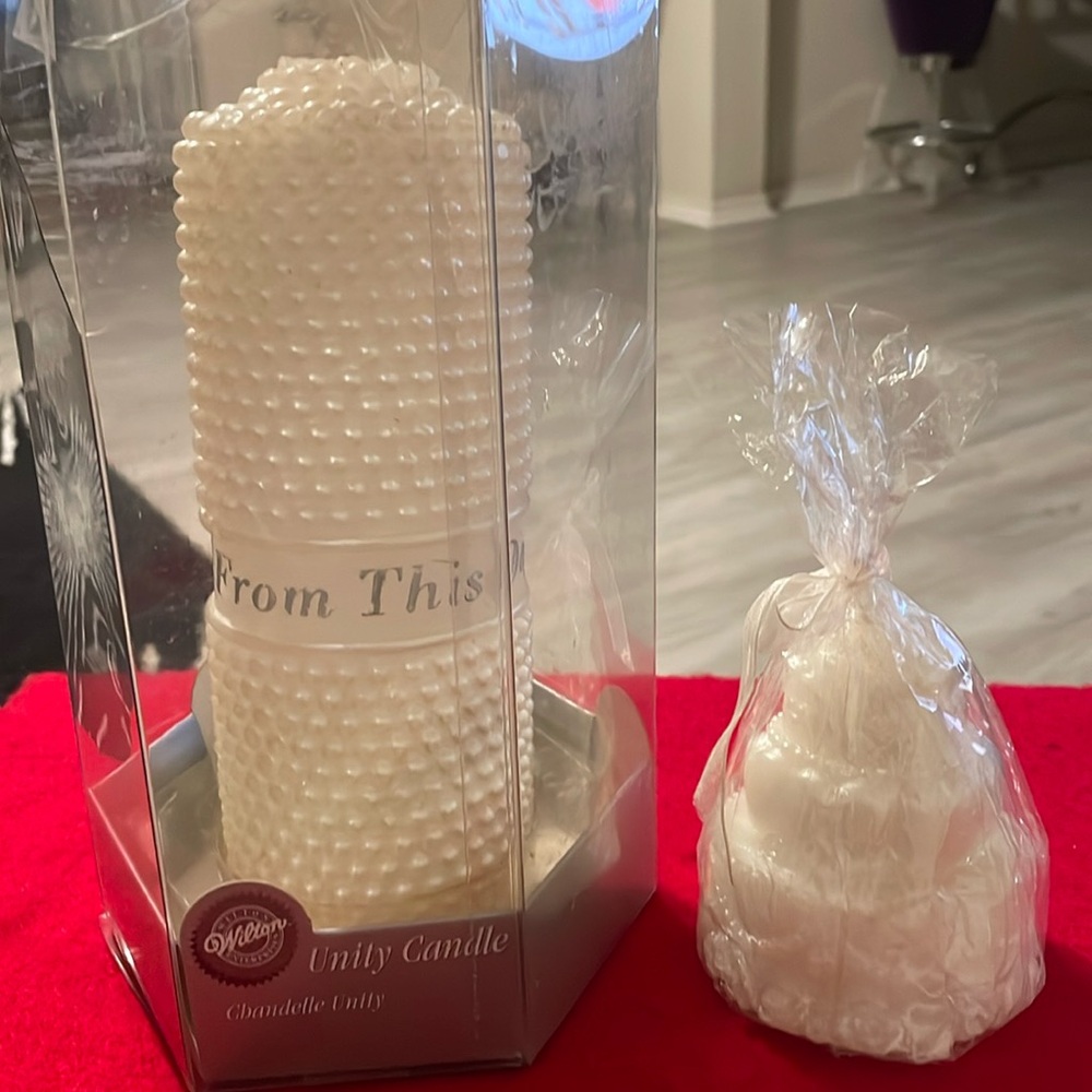 Set of 2 Candles- Wedding Cake Candle by HS Candle Inc & Wilton Unity Candle